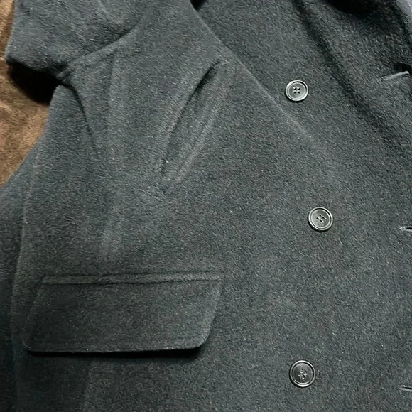 J Crew Wool Pea Coat Double Breasted Black Classic Military - Picture 12 of 13